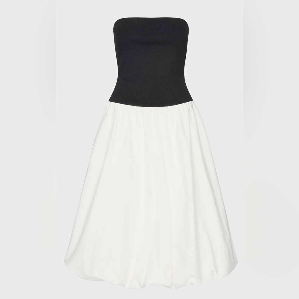 NWT Steve Madden Strapless Bubble Hem Dress M Black & Antique White With Pockets - Picture 4 of 4